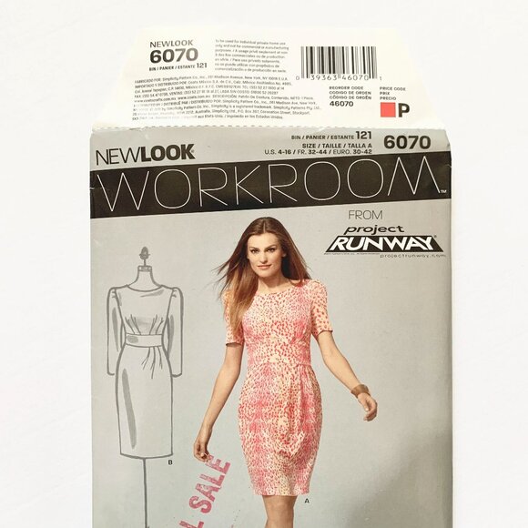 New Look Workroom Project Runway Dress Sewing Pattern 6070 Size A 4-16 Uncut - Picture 3 of 4